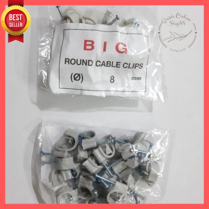 GOS A108 -  Klem Jepit Kabel 7 mm Cable Clips Clamp DIJAMIN PAKU BETON