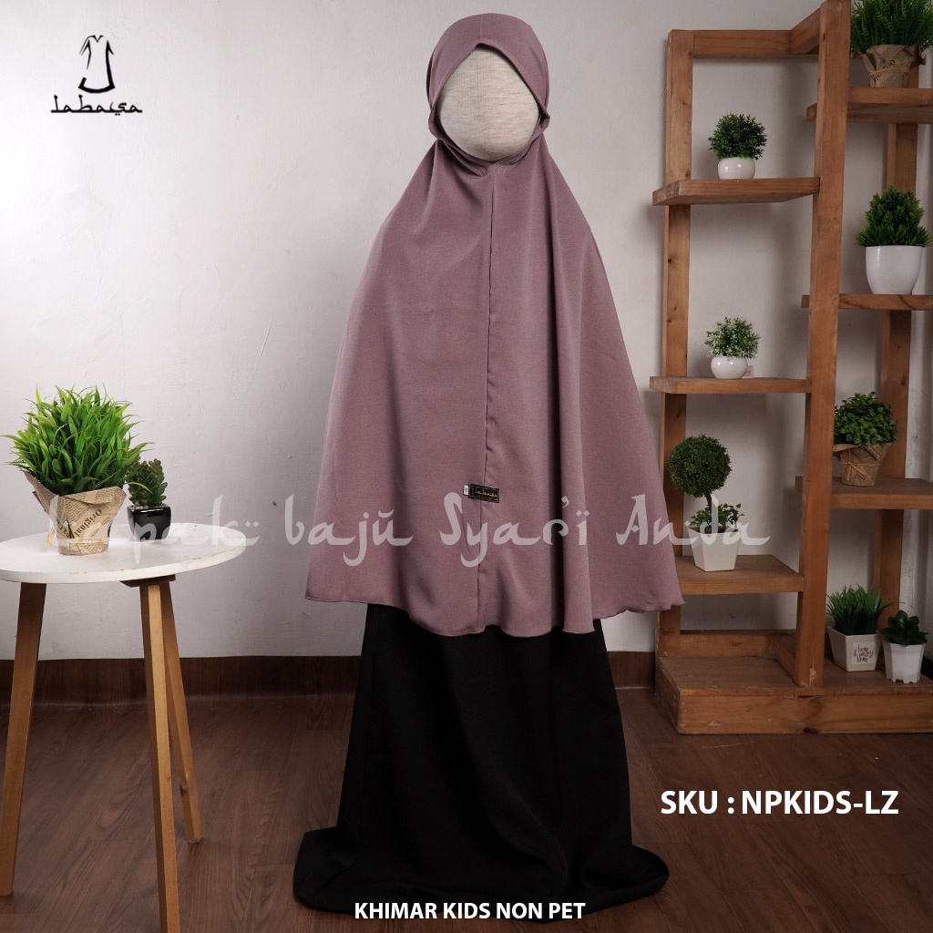 Labasa Jilbab Khimar Anak Syari Non Pet Hitam Polos &amp; Aneka Warna Ity Crepe | Bisa COD