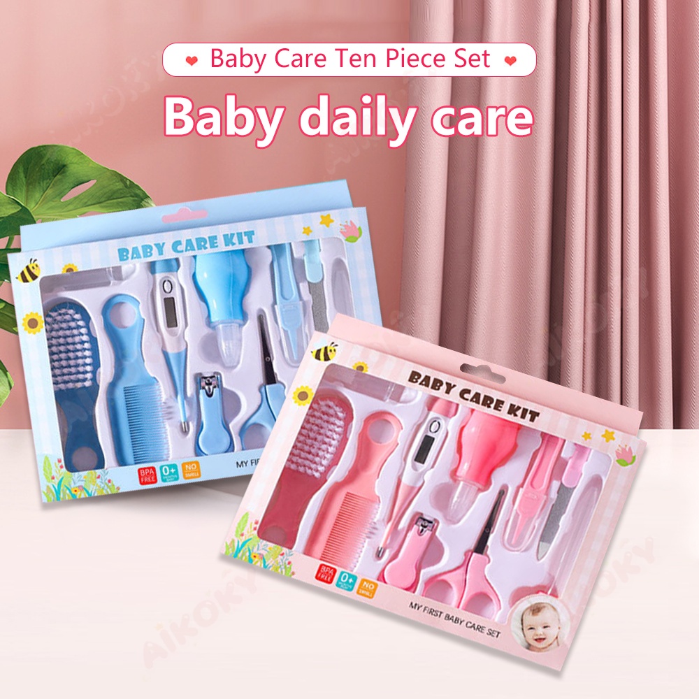 AIKOKY Baby care kit set 10 in 1/Sisir Baby/Pembersih hidung Pemotong kuku bayi newborn