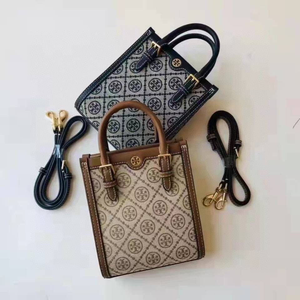 Authentic Tory Burch Monogram Jacquard Mini Tote Bag Shoulder Bag Tory Bucrh