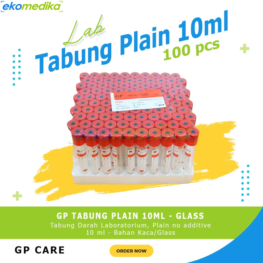 Jual Tabung Vacutainer Plain 10ml Glass Merk GP Tabung Plain 10 Ml