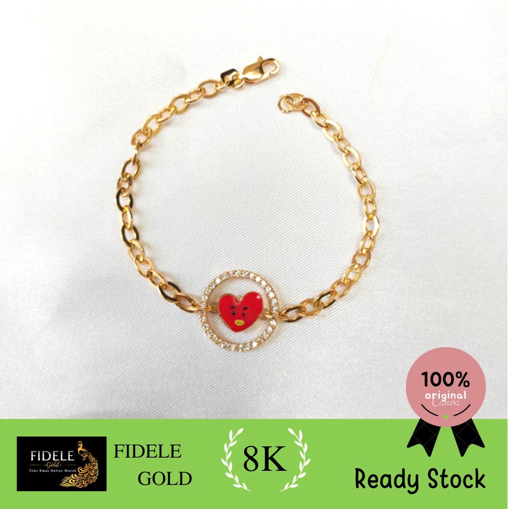 Gelang Anak BTS Gelang Emas BT21 TATA MERAH GELANG EMAS ASLI