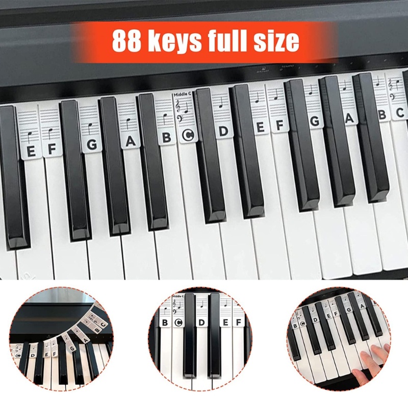 Mary Piano Keyboard Garu Note Label Strip Terawang Silikon Untuk Pelajar Piano Pemula