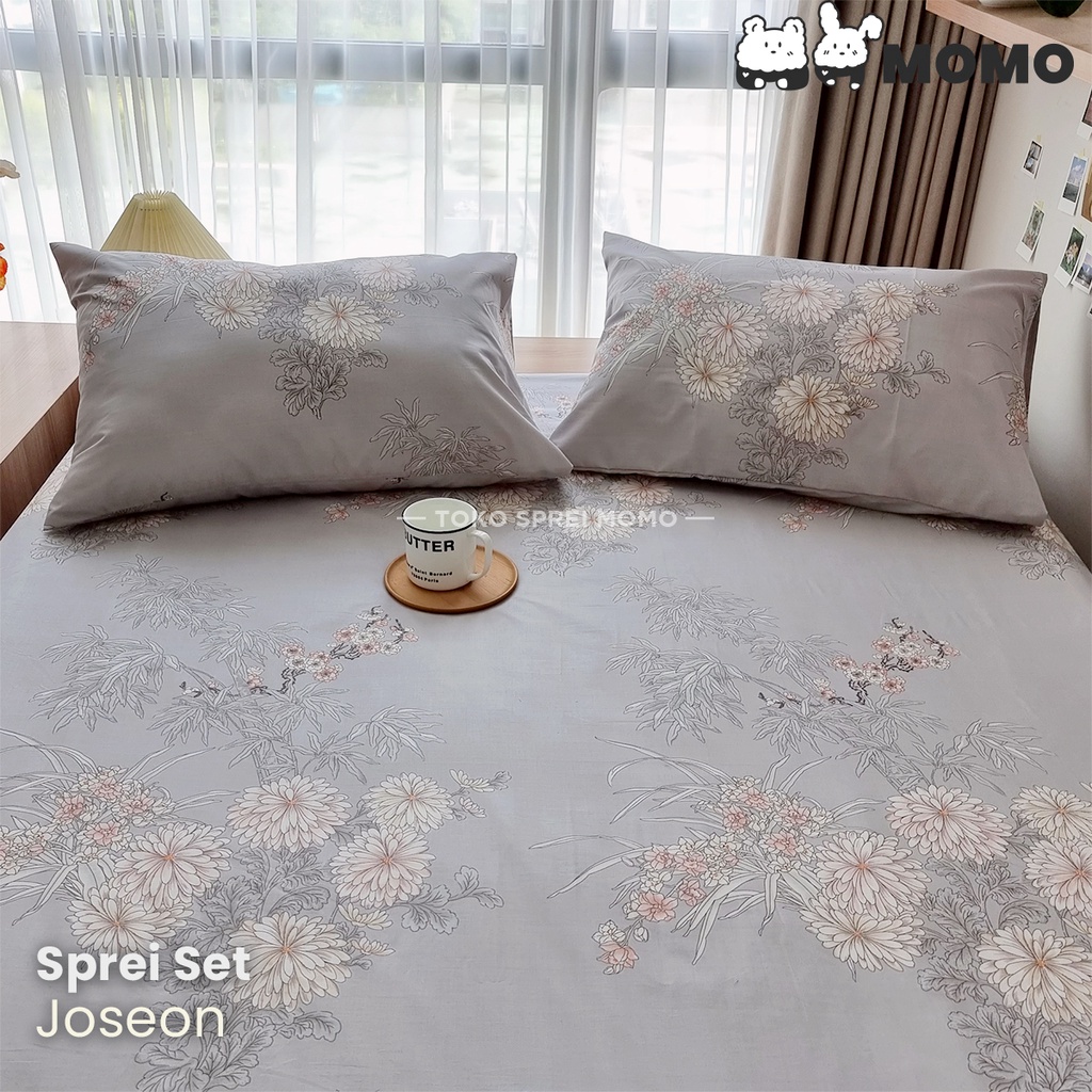 Sprei Set Katun Lokal - Motif Bunga - Ukuran 160 x 200