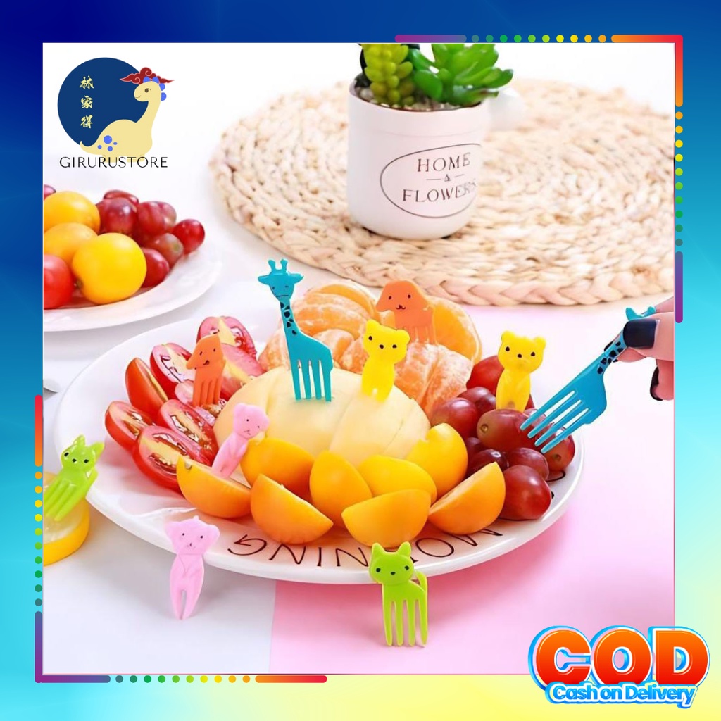 Garpu Buah Bento Mini Set / Garpu Bento Tusukan Buah Kue / Garpu Bento Motif Lucu Anak-anak / Tusukan Garpu Hiasan Bento Mini / Garpu Bento Food Picks Animal Tusukan