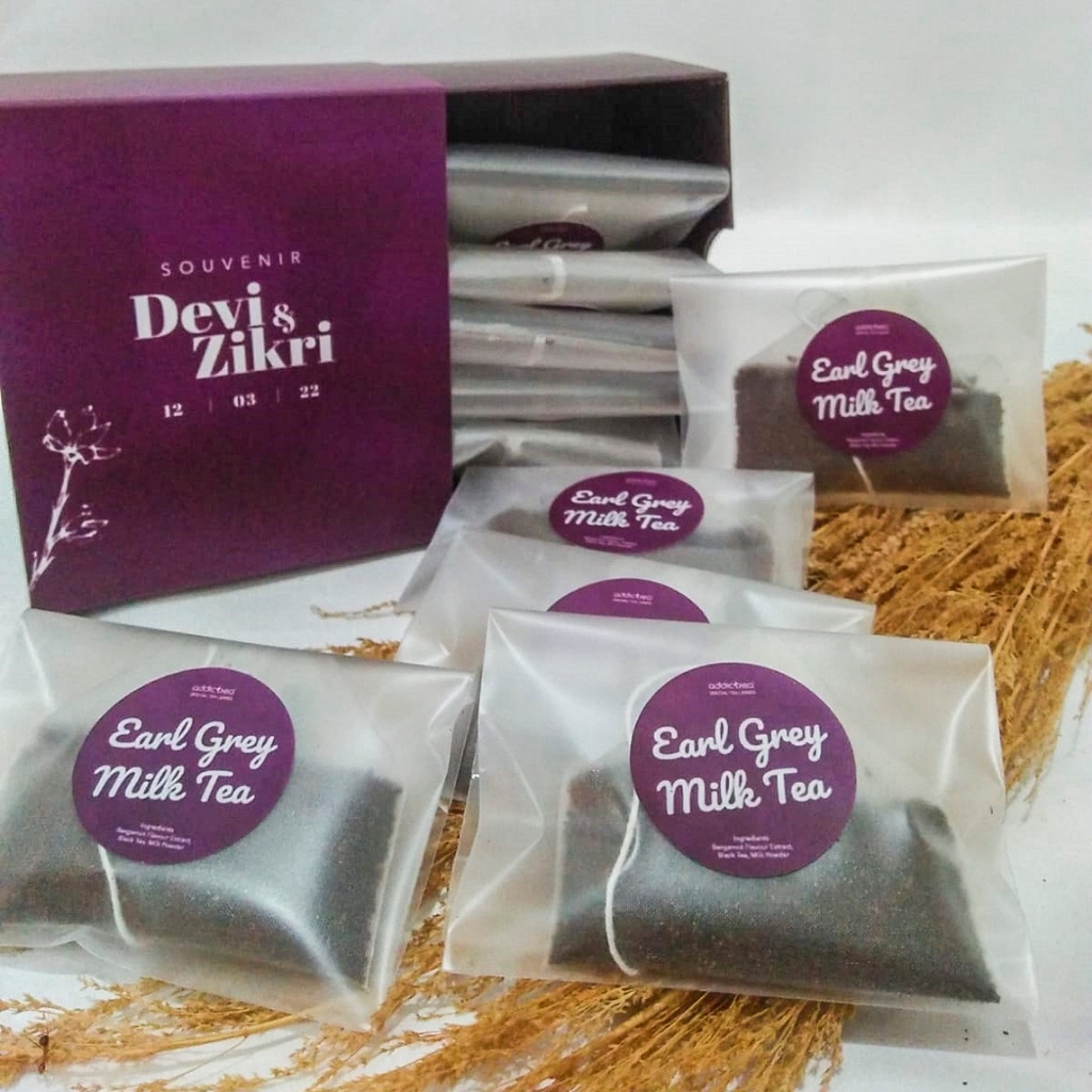 

Addictea Souvenir Wedding Artisan Tea - Souvenir Pernikahan Unik / Gift F - 5 Earl Grey Milktea TeaBag