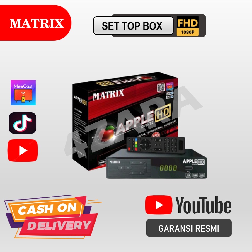 Matrix Receiver  Set Tv Top Box Silver DVB T2 Digital Paket Komplit - Merah-RCA