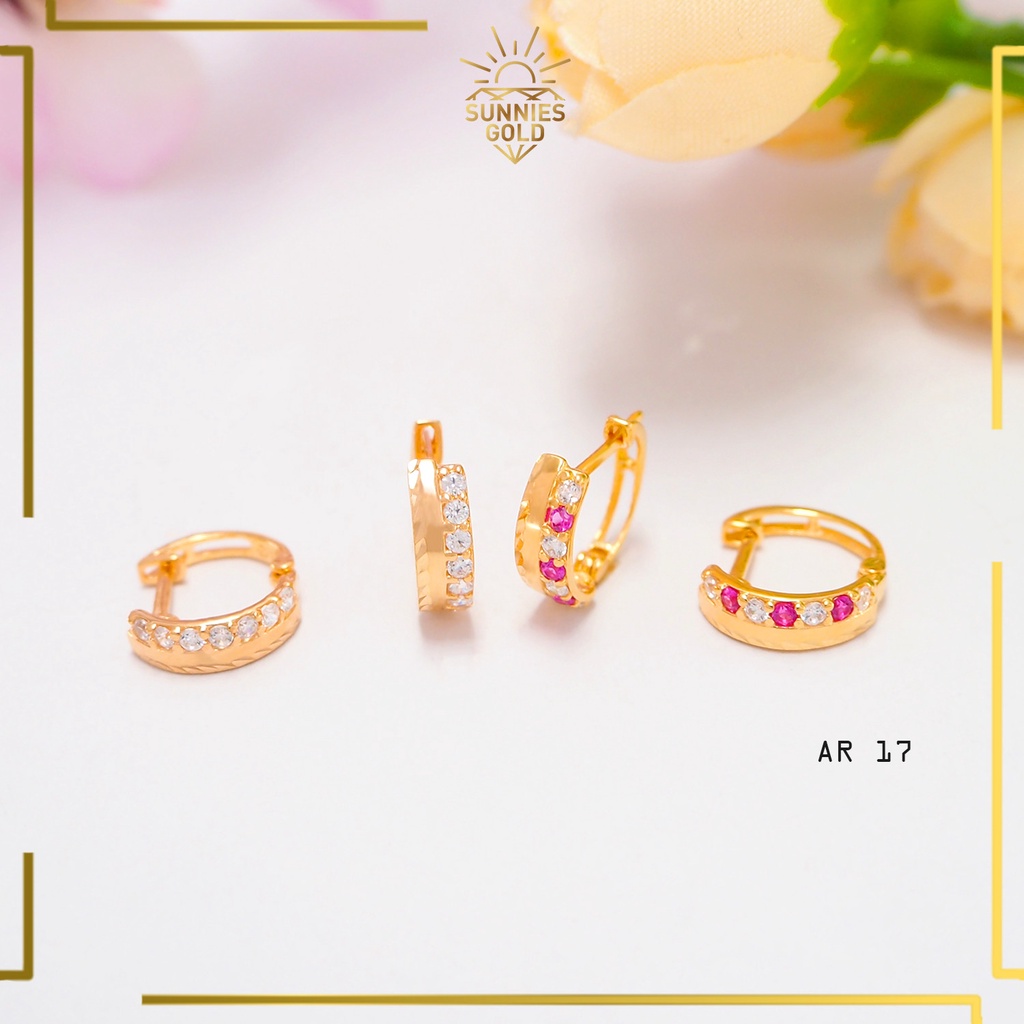 ANTING EMAS ASLI KADAR 6K & 8K MODEL KASUAL MINIMALIS ANTING RING KLIP DEWASA ELEGAN MATA CANTIK - A