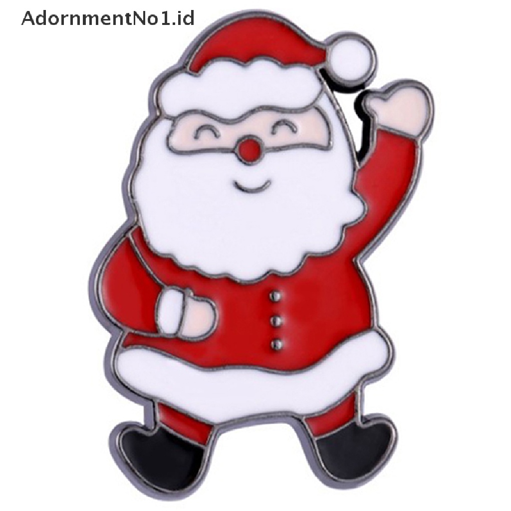 Bros Pin Enamel Desain Kartun Santa Claus Pohon Natal Lonceng Natal No1 Untuk Kerah Denim