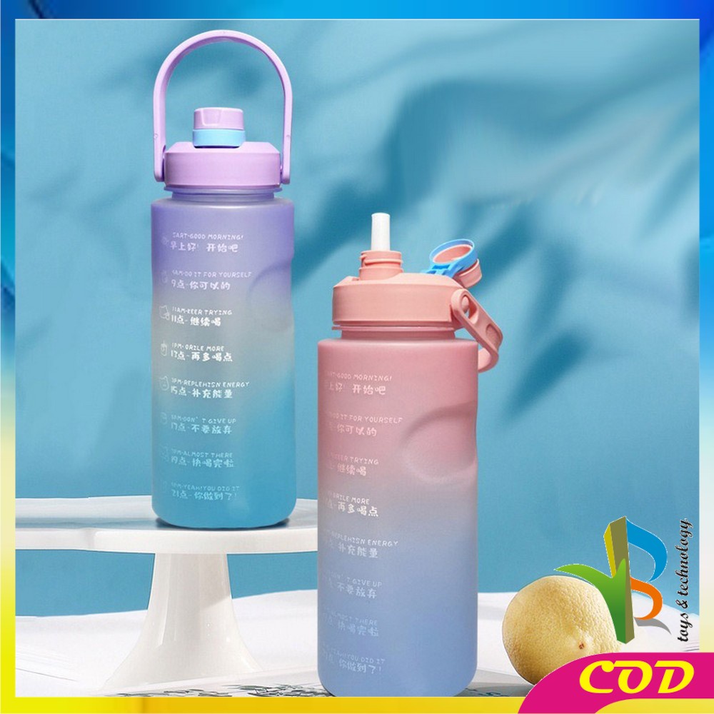 RB-C301 Botol Minum Motivasi 2 Liter / Botol Minum Penanda Waktu Food Grade / Botol Air Minum Gradiasi BPA FREE