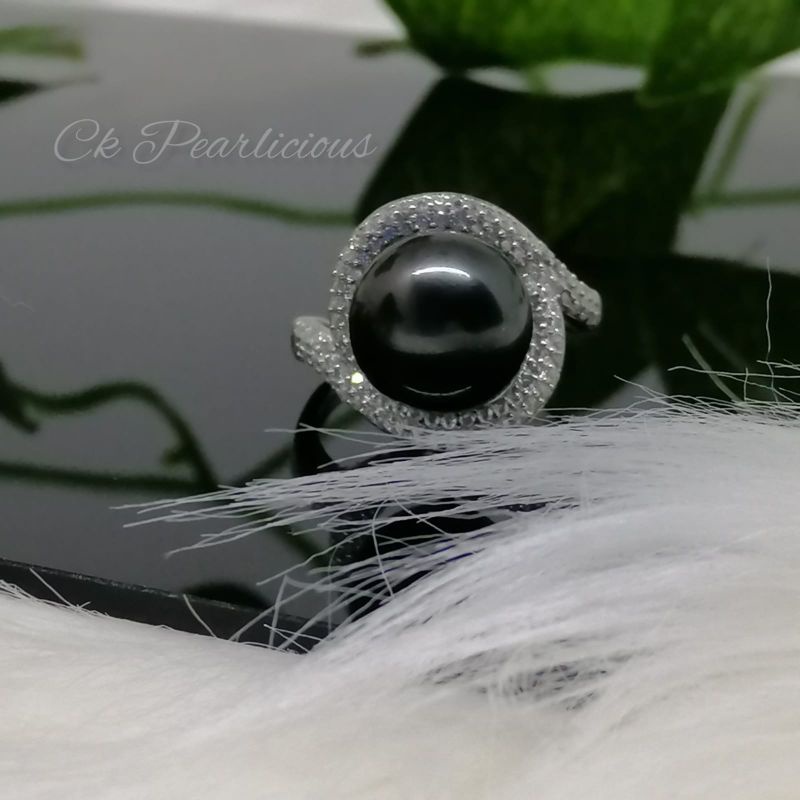 Cincin Mutiara Air Laut Lombok /Perak S925 Lapis Emas 18K