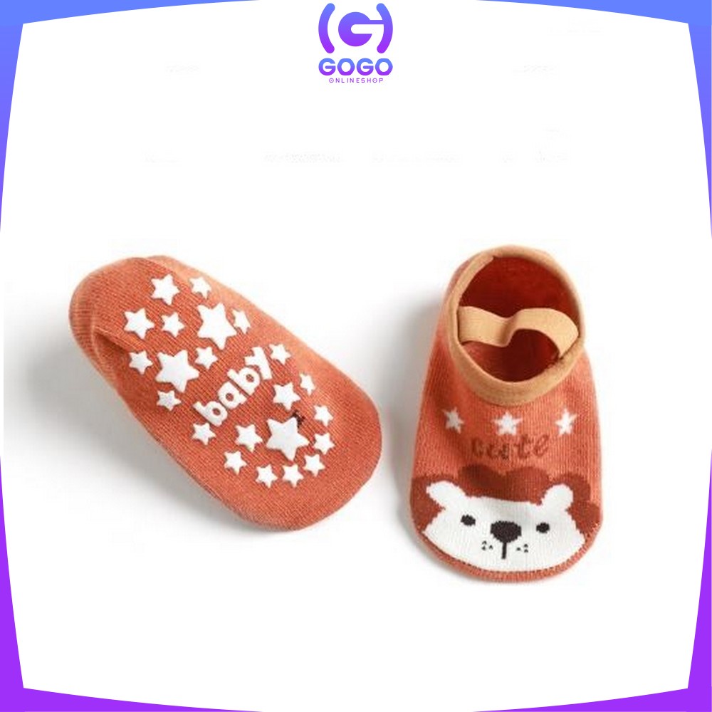 GOGO-P377 Kaos Kaki Dengan Ankle Strap Anak Bayi / Sepatu Kaus Kaki Anak Bayi Bahan Katun Anti Slip untuk Baby
