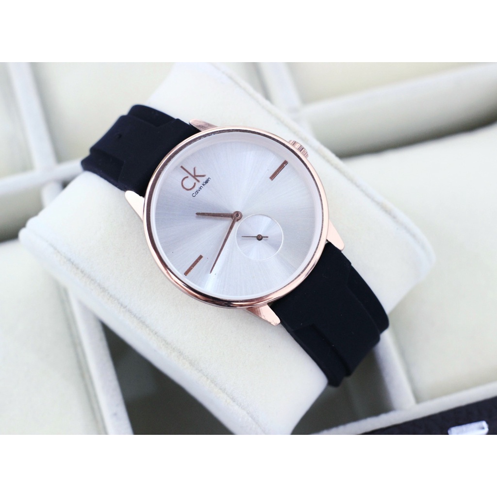 {Cod} Jam Tangan Fashion Wanita Calvin CK460 Rubber Second Bawah Aktif Free Box & Baterai