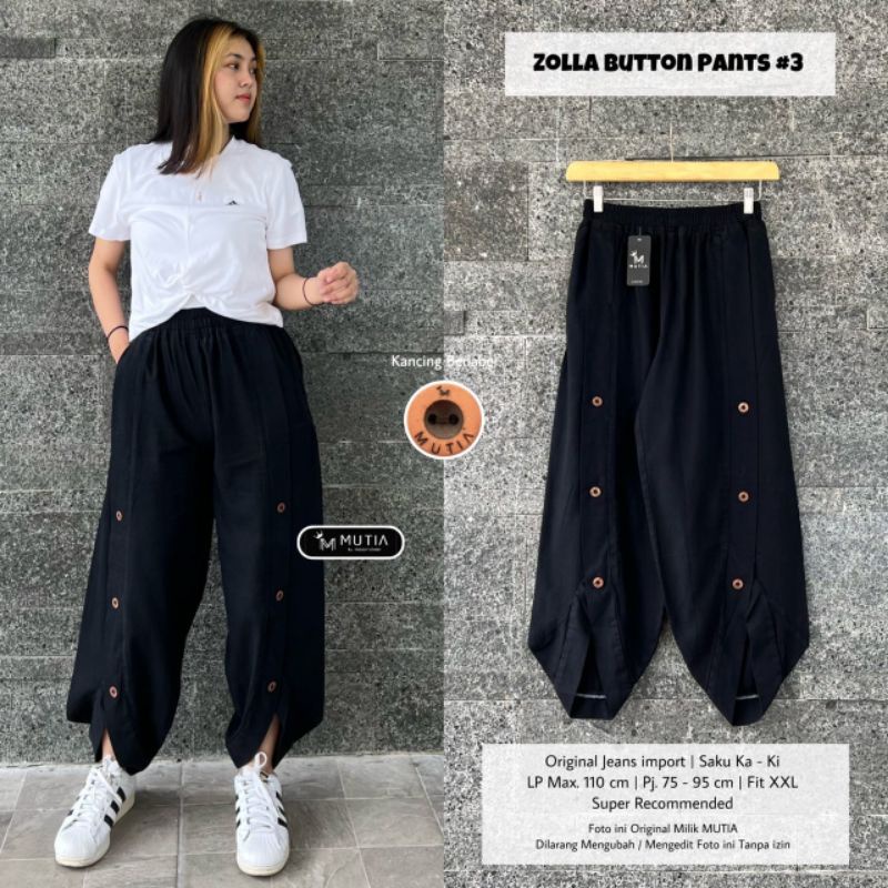 ZOLLA BUTTON PANTS #3 BY MUTIA / CELANA BAGGY JEANS WANITA / Celana jeans muslimah premium