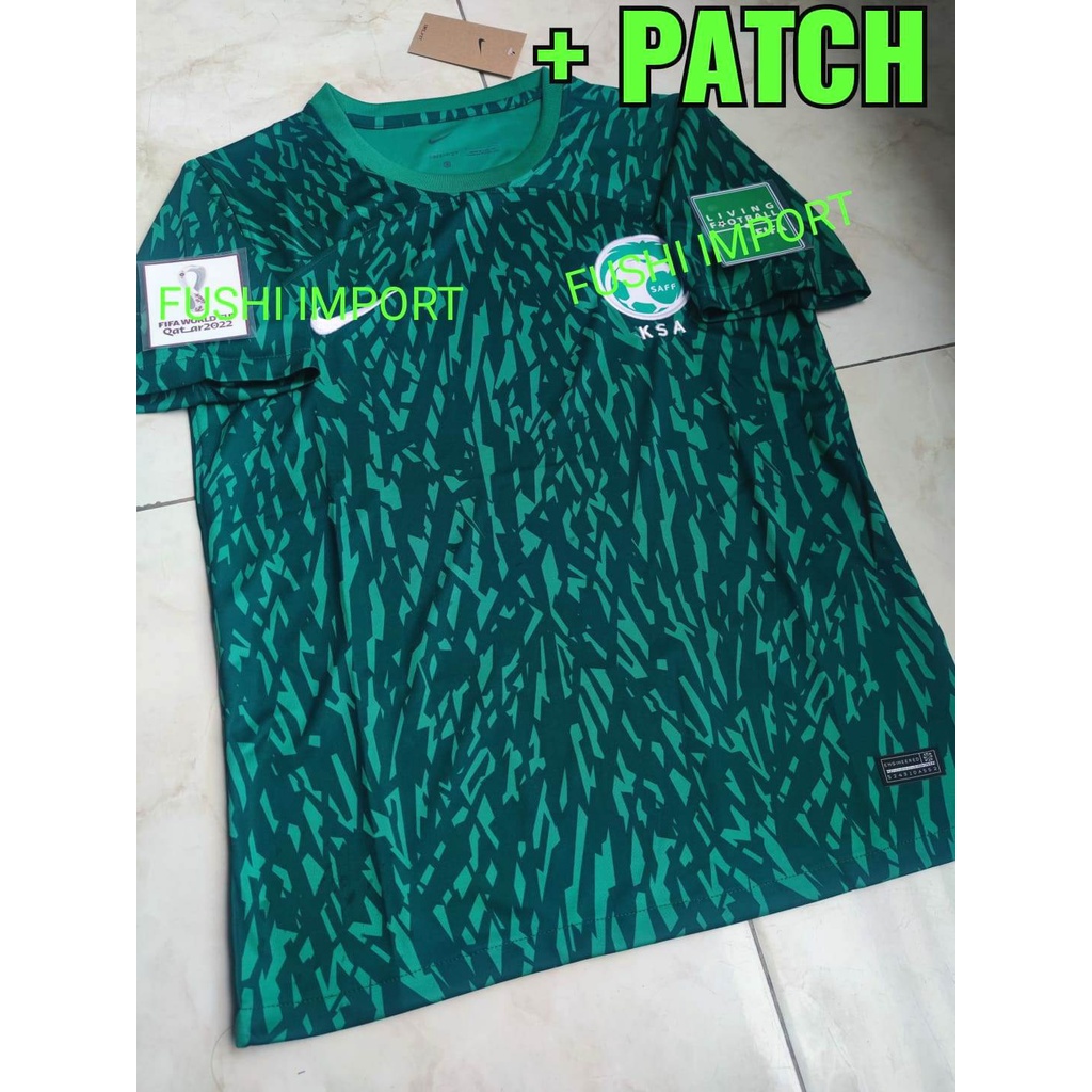 Jersey Baju Bola Arab Saudi Away Full Patch Piala Dunia World Cup 2022 Saudi Arabia Grade Ori