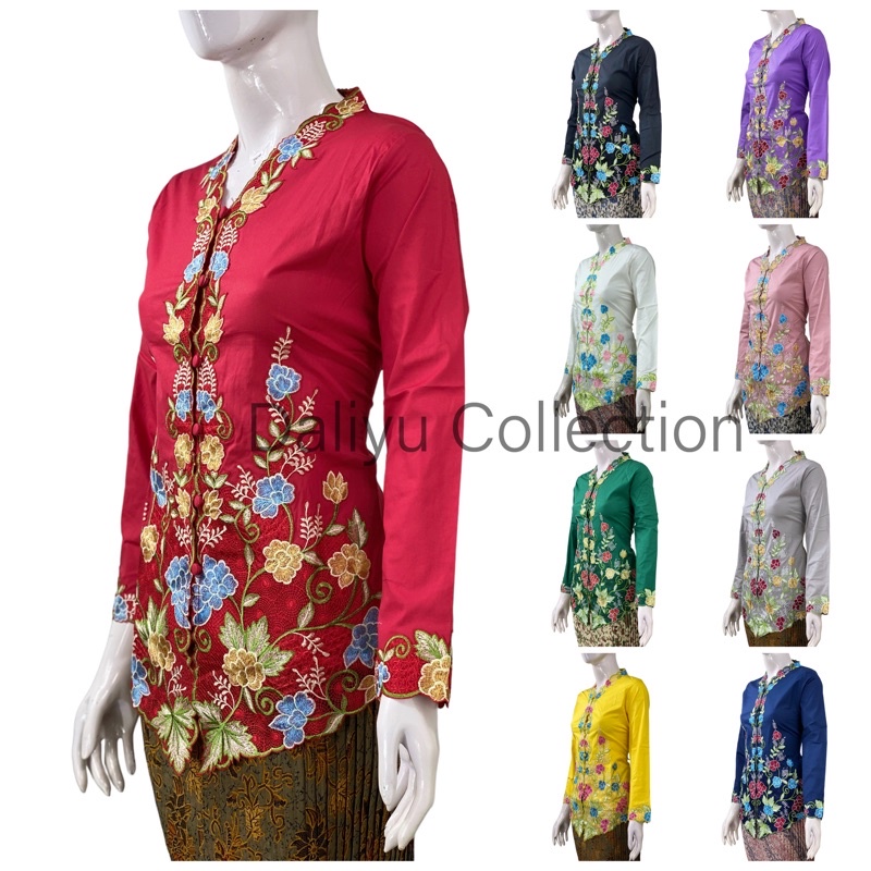 ESW03 - Daliyu KEBAYA ENCIM LENGAN PANJANG BORDIR WARNA Katun Stretch / Kebaya Wisuda / S M L XL XXL