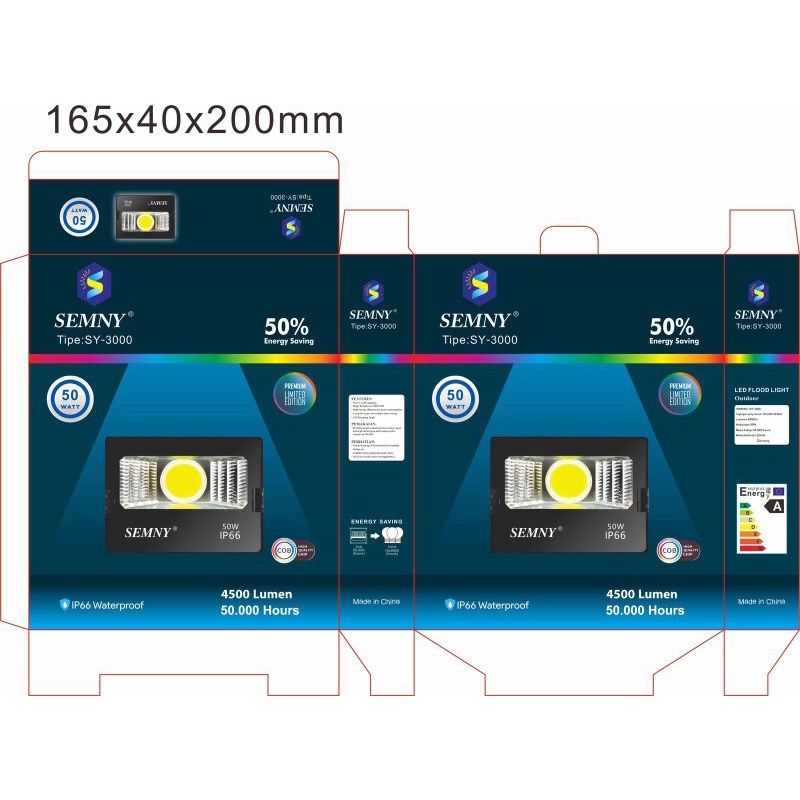 Lampu Sorot 50 Watt Semny COB 1 Mata FloodLight IP66 SY-3000