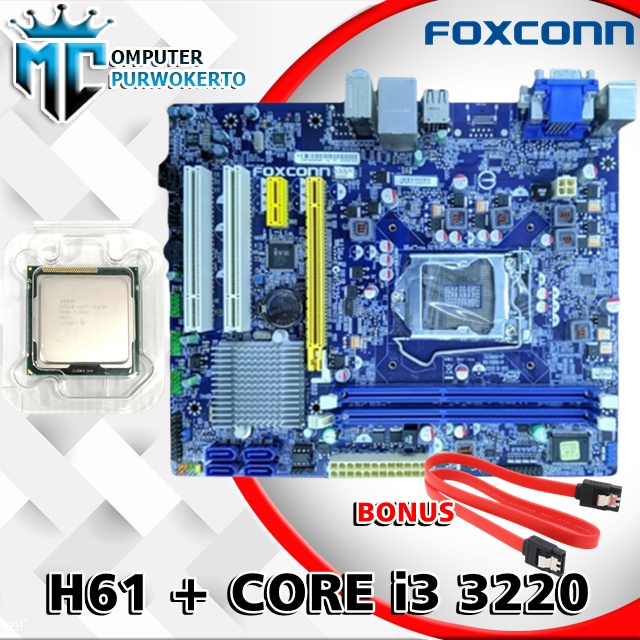 Paket Mainboard H61 Foxcon Dan Processor I3 3220 Soket 1155