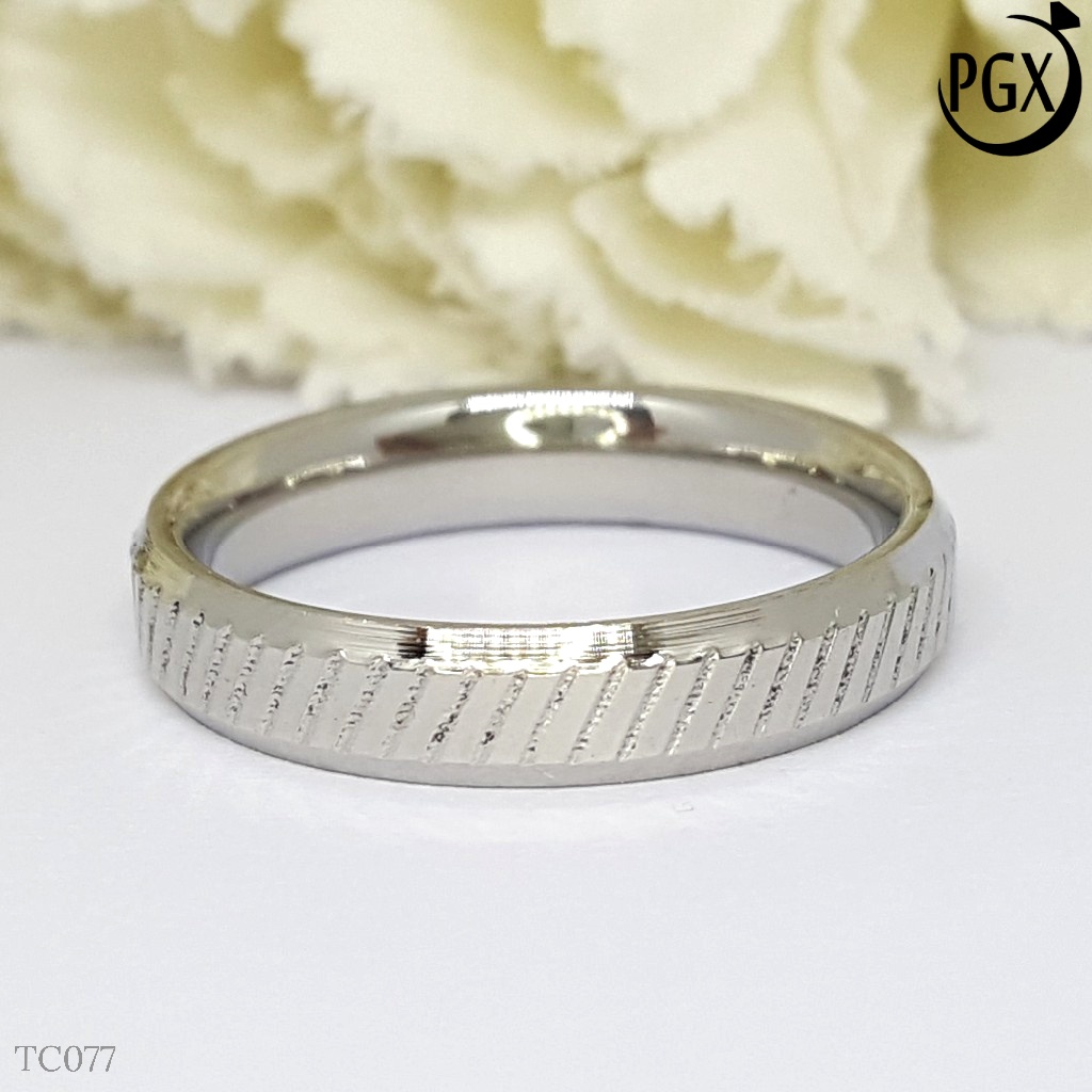 PGX Cincin Titanium Couple Tunangan Aksesoris Fashion Perhiasan Anti Karat - TC077