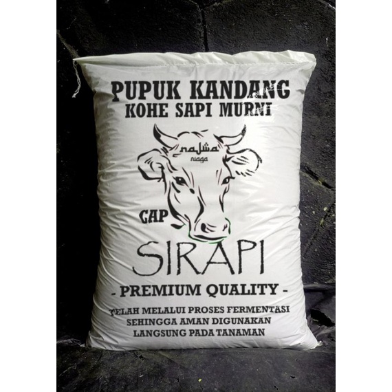 pupuk kandang kohe sapi premium cap SIRAPI kemasan karung plastik