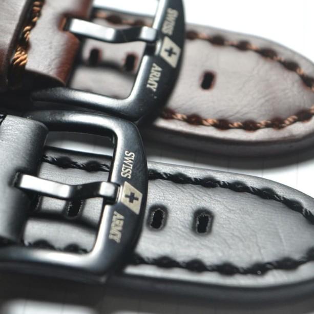 Strap tali jam tangan kulit swiss army alexandre expedition berkualita - Hitam