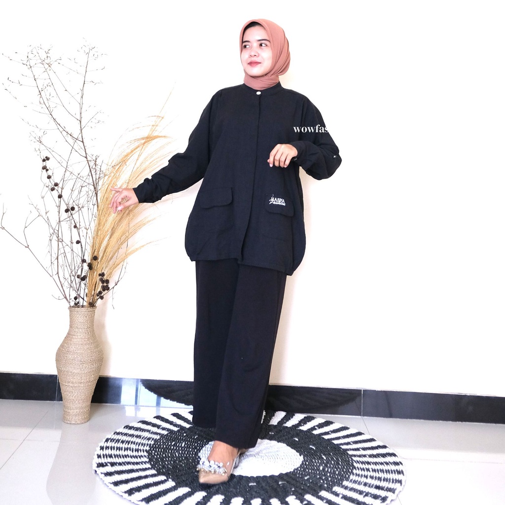 WOW-Hasna Kemeja Linen Crinkle - Atasan Wanita