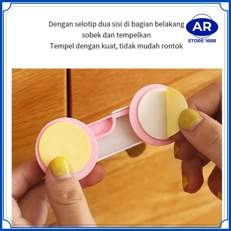 AR-KUNCI PENGAMAN LACI LEMARI KULKAS / PENGAMAN PINTU KULKAS LEMARI / 3M ADHESIVE CHILD LOCK / BABY SAFETY LOCK