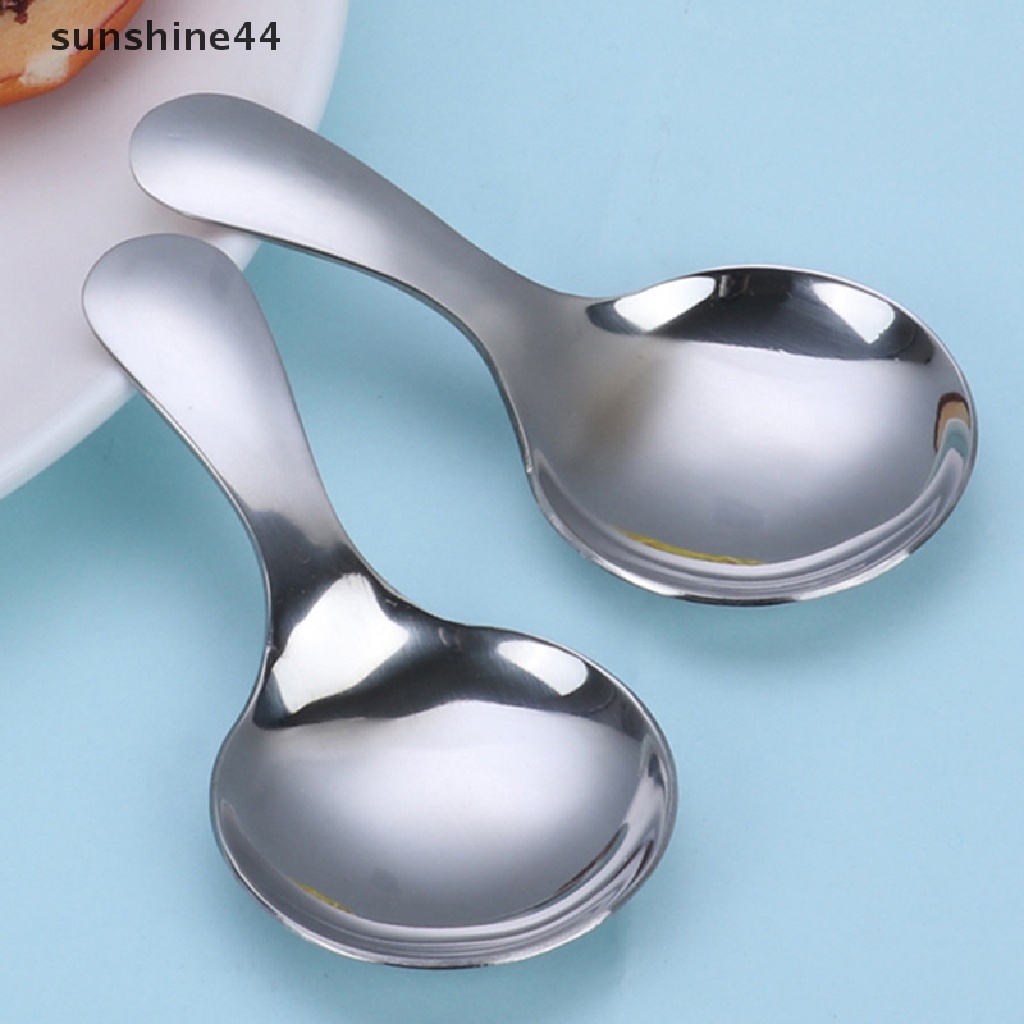 Sunshine Sendok Es Krim / Teh / Kopi Bahan Stainless Steel Dengan Gagang Pendek Untuk Anak