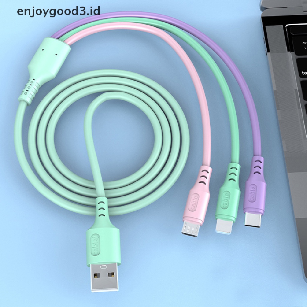 3 In 1 Kabel Data / Charger USB Tipe-C Fast Charging Untuk Apple / Android