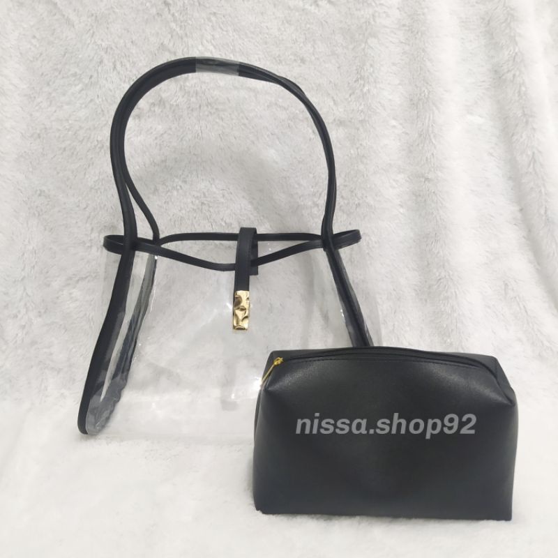 tas tote bag wanita plorida mica pvc transparan pouch/tas tote plorida mika