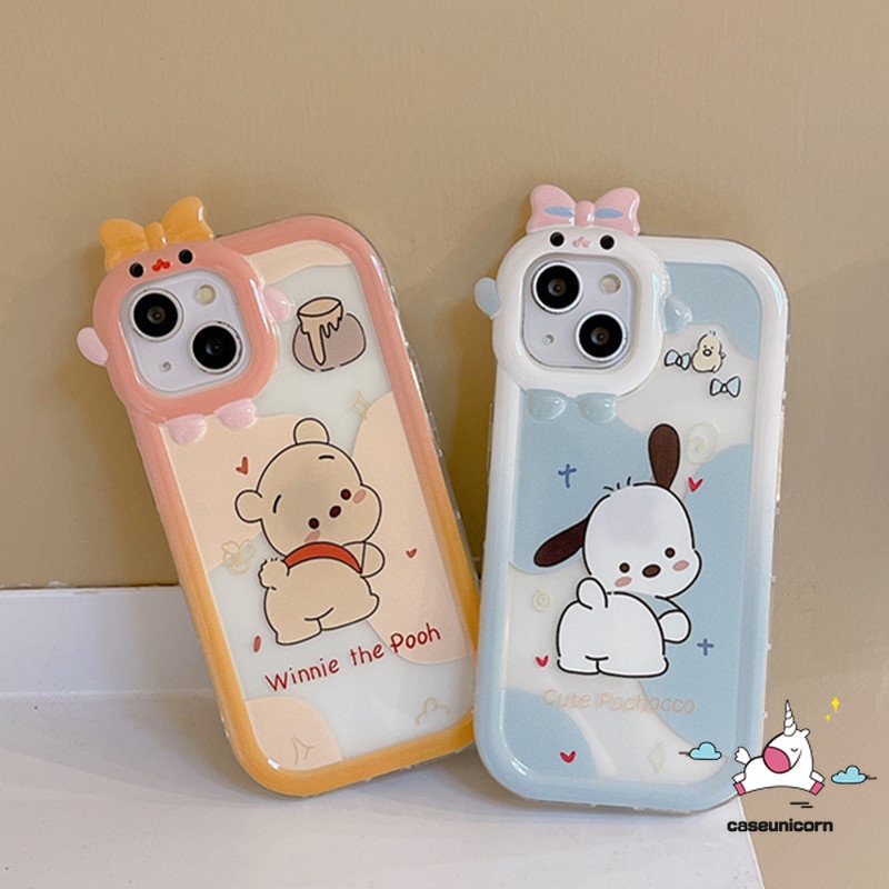 Lucu Pochacco Winnie The Pooh Kartun 3D Bow Little Monster Lens Case Redmi A1+9 9A 10 9T 10A 10C 9C NFC Redmi Note9 8 11 11Pro+10 11s 10Pro POCO M3 X3 NFC Pro Mi 11Lite Sarung Cover Sarung