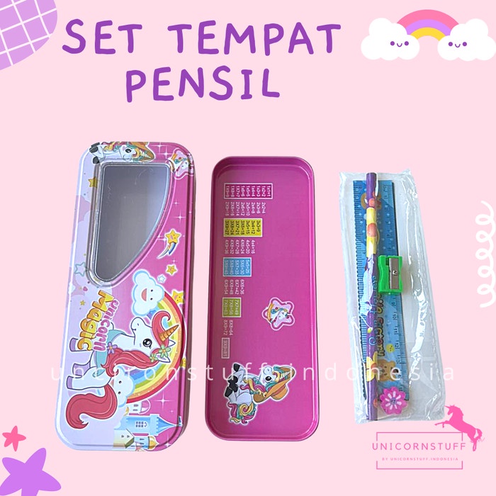 SET Tempat Pensil Unicorn Kotak Pensil Cewek Isi Stationery Alat Tulis