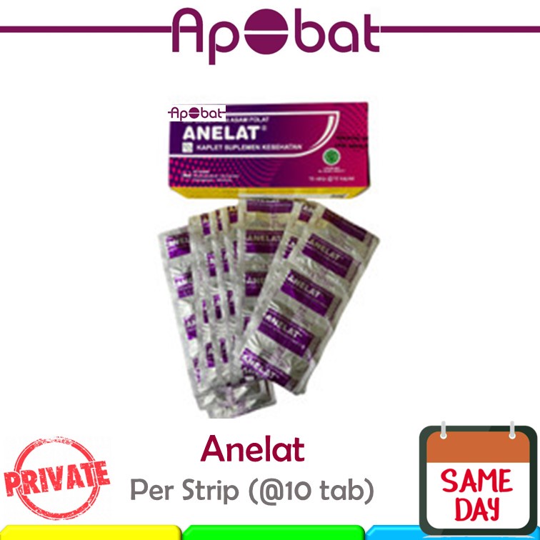 - ApObat - Anelat STRIP Asam Folat Tablet Vitamin Kehamilan / 400 mcg Promil Folic Acid Nutrisi Kapl