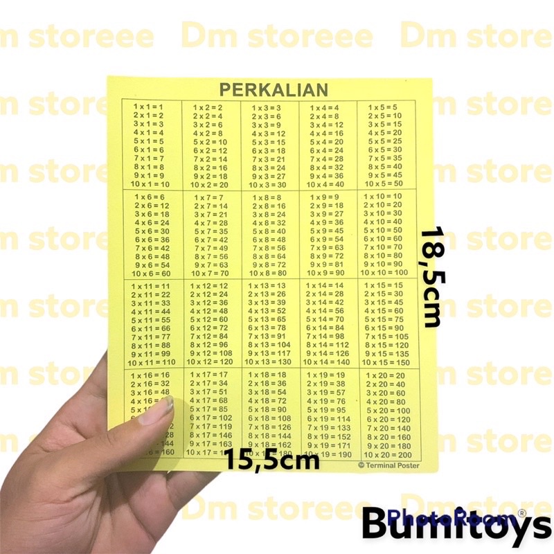 

10 pc tabel kertas perkalian pembagian 2 sisi / poster perkalian