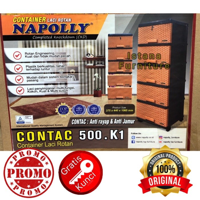 Lemari Plastik Rotan/ Rak Plastik / Excel / Laci Plastik Rotan 5 Susun