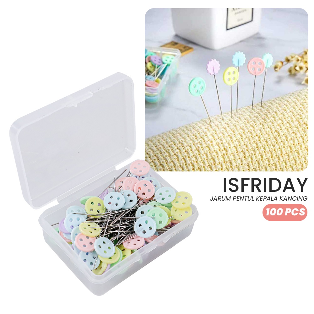 Isfriday Jarum Pentul Kepala Kancing Sewing Needle Pin 100 PCS - TP10 - Multi-Color