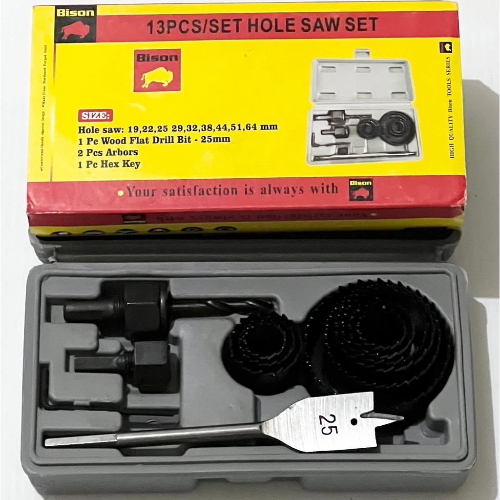 Mata Bor Pelubang Kayu Pralon Hidroponik / Hole Saw Set 13pcs BISON