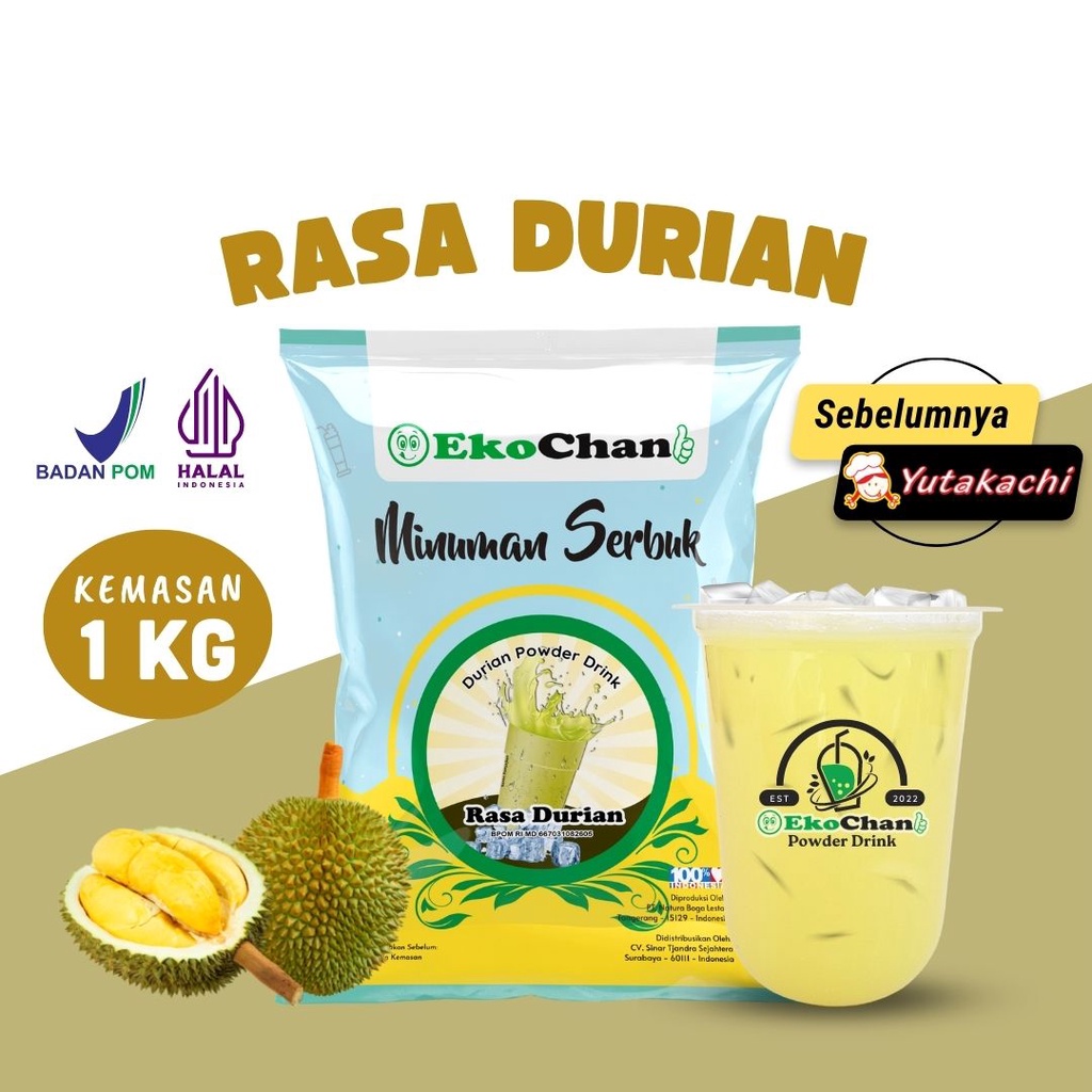 Bubuk Minuman Rasa Buah Durian 1Kg EkoChan / Minuman Serbuk Durian / Bubble Drink / Powder Drink / Minuman Kekinian