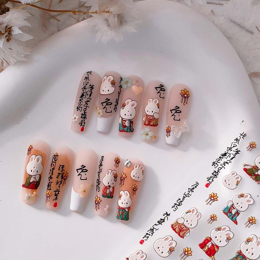 Mxbeauty Stiker Kuku Motif Tahun Baru Cina / Imlek Untuk Nail Art