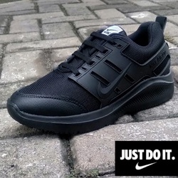 [PROMO] sepatu sekolah hitam polos sneakers pria wanita full black terbaru seragam olahraga lari