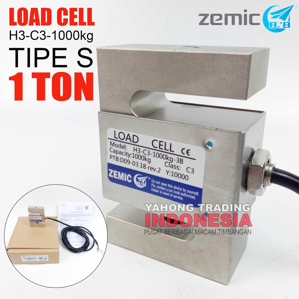 Load Cell ZEMIC H3 C3 1TON Tipe S Loadcell Sensor Berat Timbangan Digital