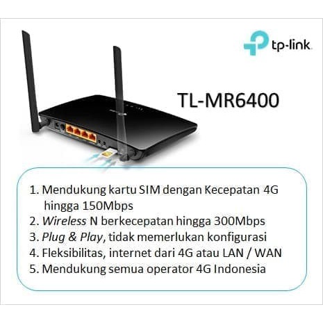 TPLINK SIM CARD GSM 3G / 4G ROUTER, TL-MR6400, MR6400