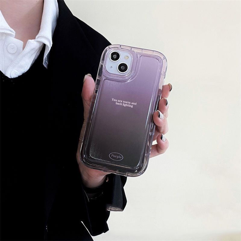 Casing Soft Case TPU Silikon Transparan Ungu Untuk IPhone 14 13 12 11 Pro XS Max XR X 8 7 6 6S Plus