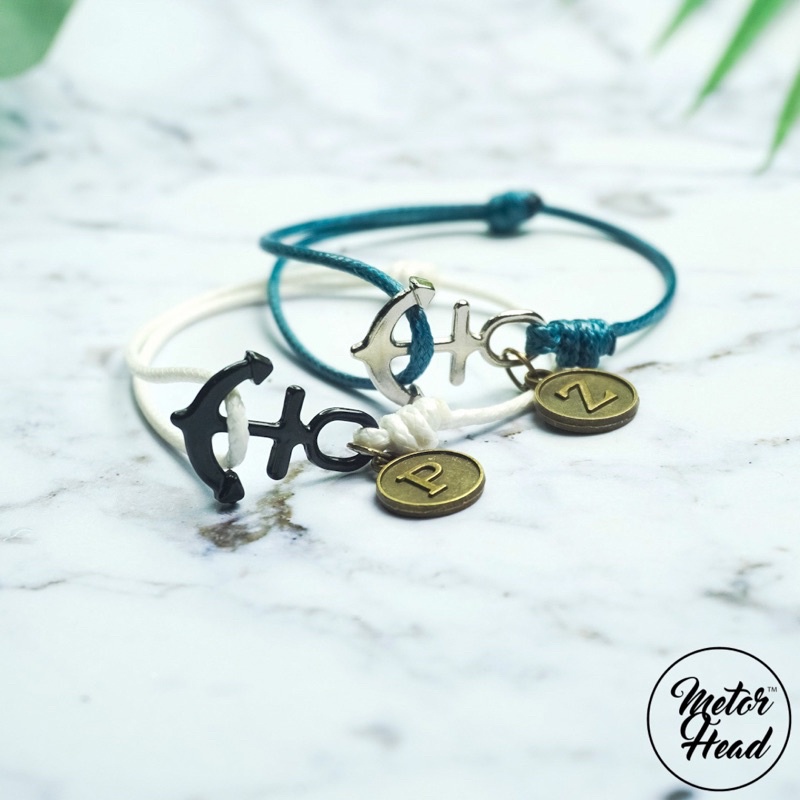 COUPLE BRACELET (mini anchor) - Gelang Jangkar Inisial Gelang Couple Gelang Inisial Gelang Nama Gela