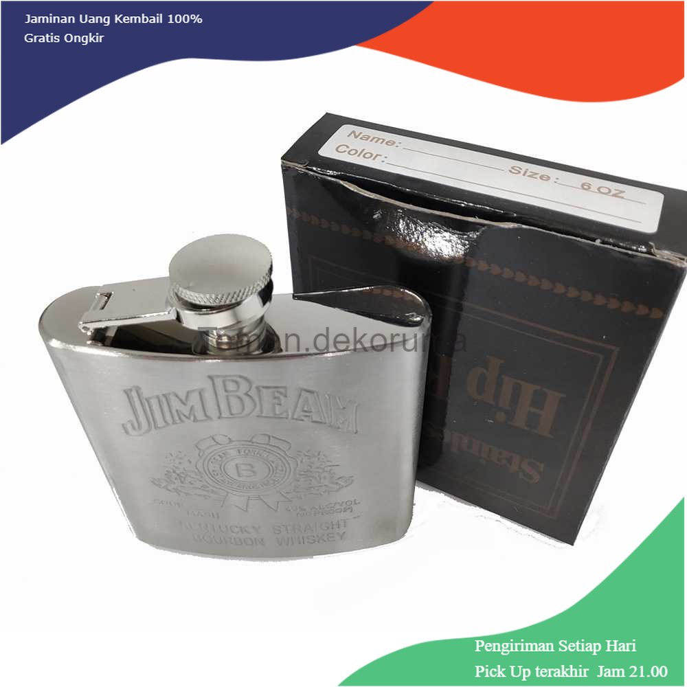 TD - PR Jim Beam Botol Minum Wine Whiskey Hip Flask 7 oz - F0212