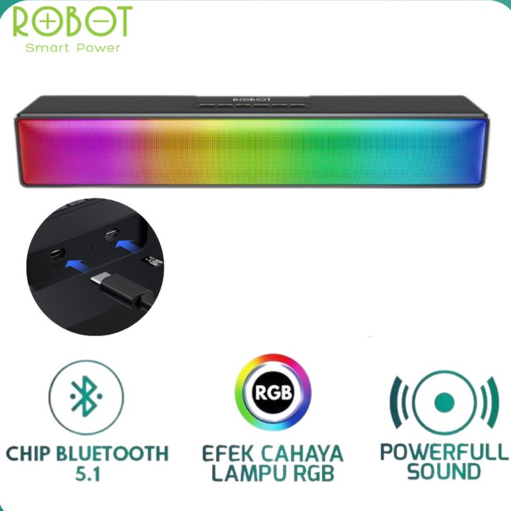 Speaker Robot RB580 Bluetooth 5.1 Soundbar RGB RB 580 pengganti RB480