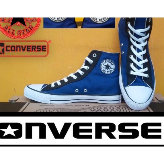 SEPATU CONVERSE ALL STAR HIGH BIRU EYELET HITAM + BOX GRADE ORIGINAL