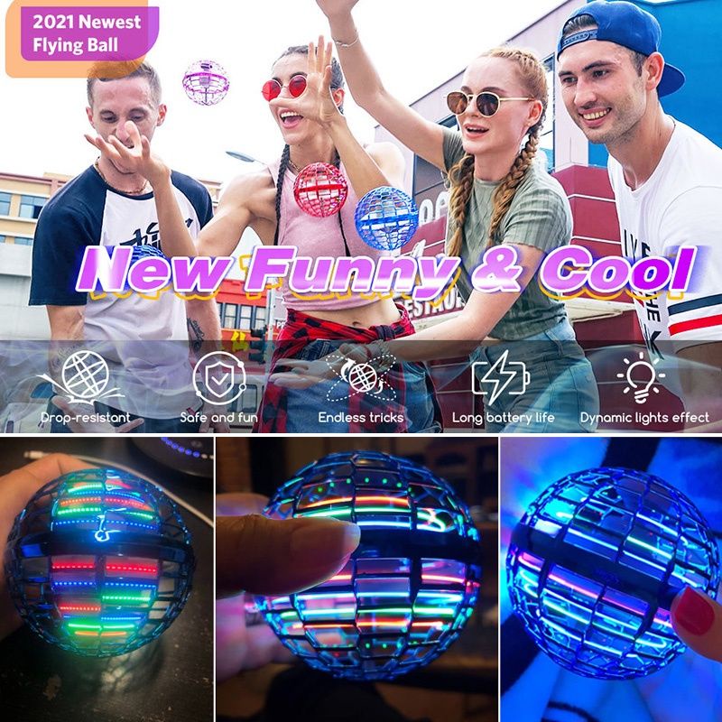 Mainan Anak Bola UFO Terbang Ajaib LED RGB Flynova Magic Flying Spinner Ball