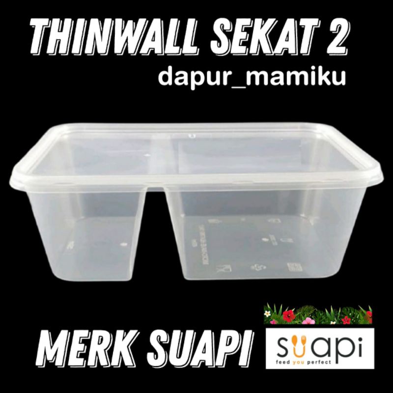 ( 10 PCS - Thinwall Suapi Sekat 2 ) DAPURMAMIKU Thinwall Suapi 700 ml Sekat 2 Kotak Makanan Merk Suapi