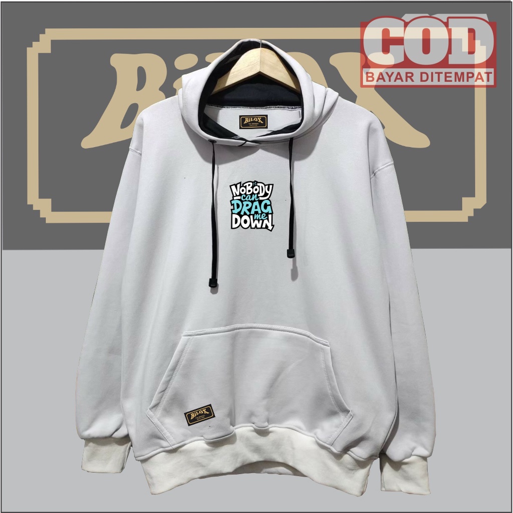 sweater hoodie pria wanita fleece catton jumbo oversize unisex hitam abu mint cream motif sablon